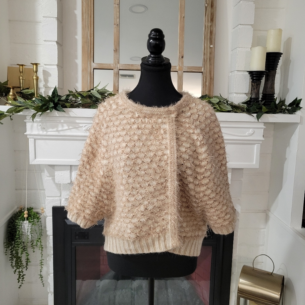 Moth By Anthropologie Tan Empyreal Wool and angora rabbit blend Twee Cardigan M